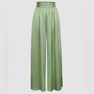 High Waisted Wide Leg Green Pants